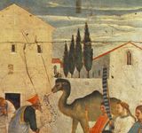 Fra Angelico, Fun&eacute;railles de Saint C&ocirc;me et de Saint Damien, dromadaire, d&eacute;tail