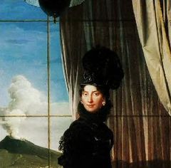 Ingres, portrait de la reine Caroline, sur fond de volcan