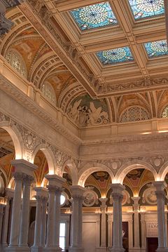 Colonnes et plafond de la biblioth&egrave;que du Congr&egrave;s