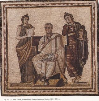 Virgile, encadr&eacute; par Clio et Melpom&egrave;ne