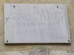Plaque appos&eacute;e sur la maison natale de Pierre Bayle