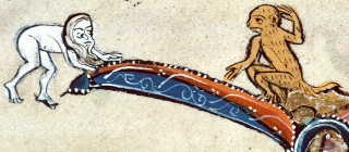 Homme nu et singe, Moyen-Age français