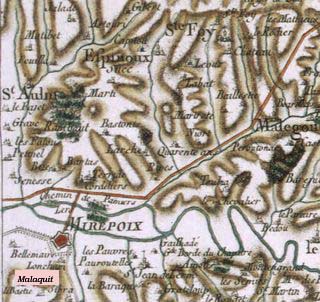 Carte ancienne, zone de Malaquit et Mirepoix
