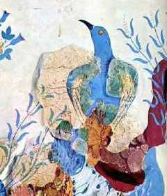 Oiseau bleu, fresque, mus&eacute;e d'H&eacute;raklion