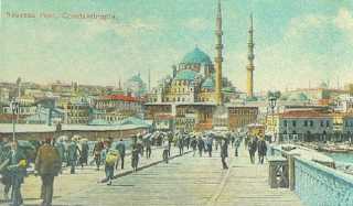 Istanbul, pont de Galata, carte postale ancienne