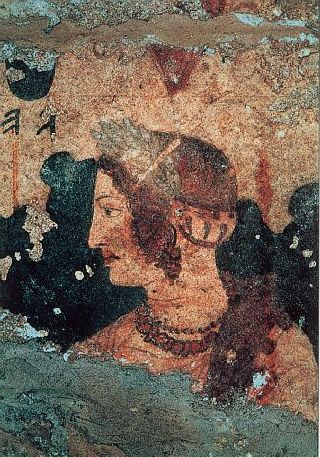 Femme noble, d&eacute;tail d'une fresque trouv&eacute;e &agrave; Paestum-Velia