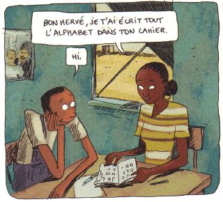 Aya enseigne l'alphabet &agrave; Herv&eacute;