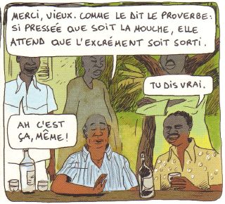 Les hommes discutent sous l'arbre &agrave; palabres
