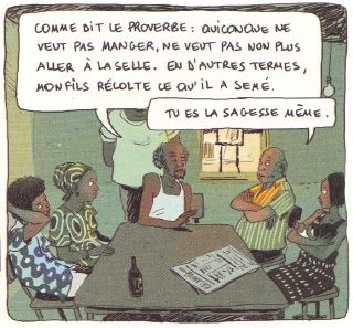 A table, chez le p&egrave;re de Mamadou