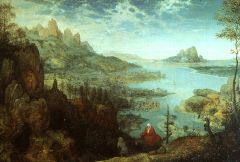 Fleuve, bord&eacute de collines et de monts