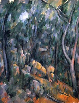 Chaos rocheux dans la for&ecirc;t, teintes bleues