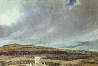 Abbaye toute blanche, ciel sombre