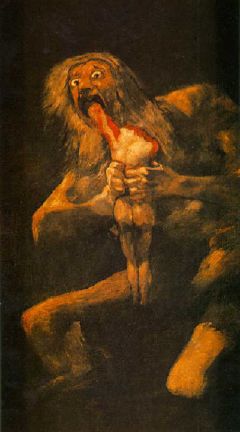 Saturne, monstrueusement d&eacute;vorant, dominante rouge