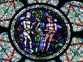 Vitrail, Adam, Eve et le serpent