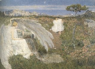 Plateau en montagne, couple d'amoureux, Ange, teintes suaves