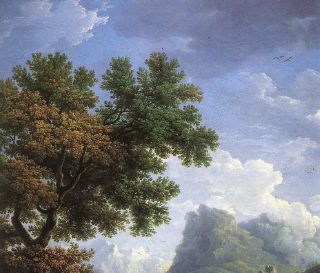 Arbre sur fond de ciel bleu, nuages blancs