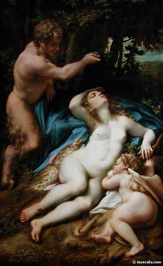 Corr&egrave;ge, V&eacute;nus et l'Amour d&eacute;couvert par un Satyre