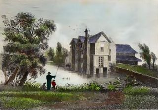 Homme et enfant, &agrave; la p&egrave;che au bord de l'eau.