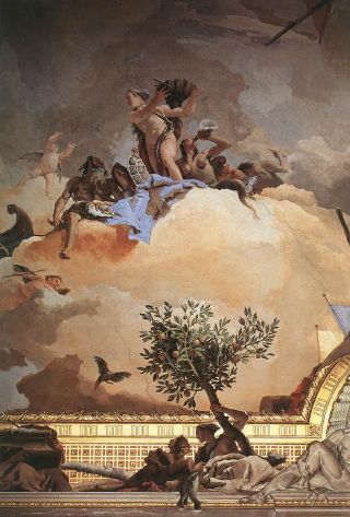 Détail du Triomphe de la Monarchie espagnole, personnages mythologiques