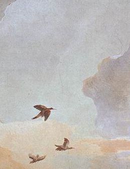 Détail du Triomphe de la Monarchie espagnole, oiseaux, nuages